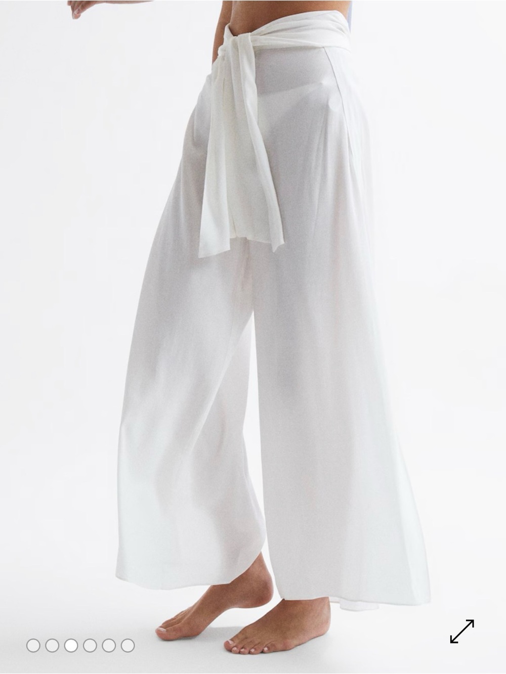 Reiss White Wide-Leg Tie Front Pants